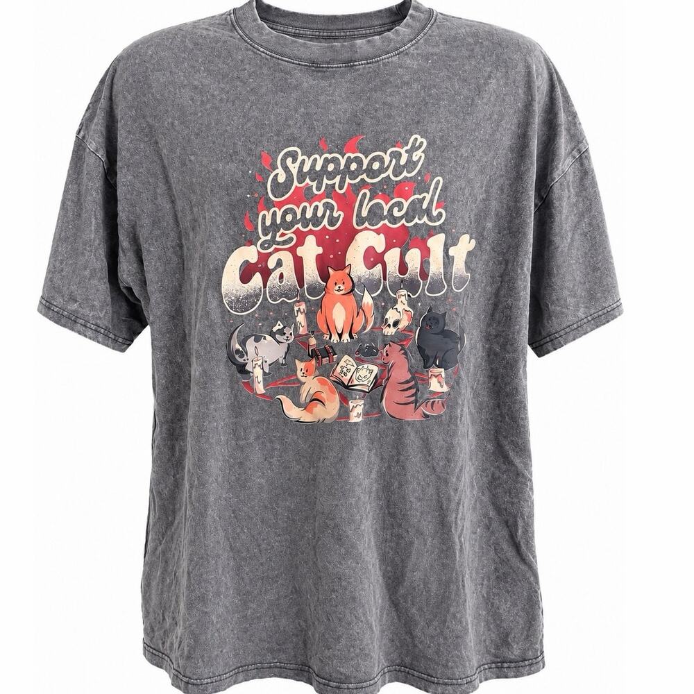 2XL Cat T Shirt Womens Short Sleeve Top Cute Kitty Graphic Tee Cat Lover Casual